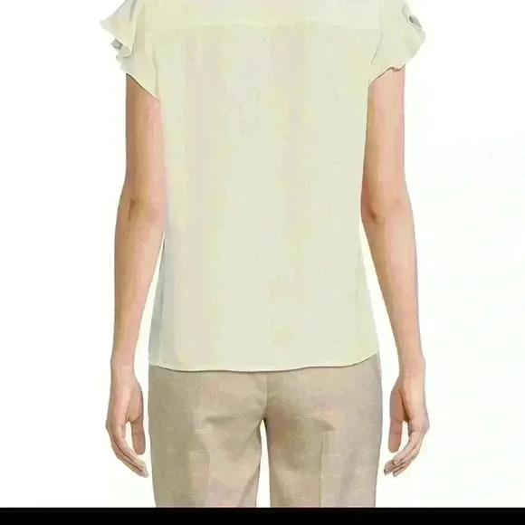 Calvin Klein, blouse 
v-neckline L white ruffle front  airy cool.Great cond. - Picture 5 of 15